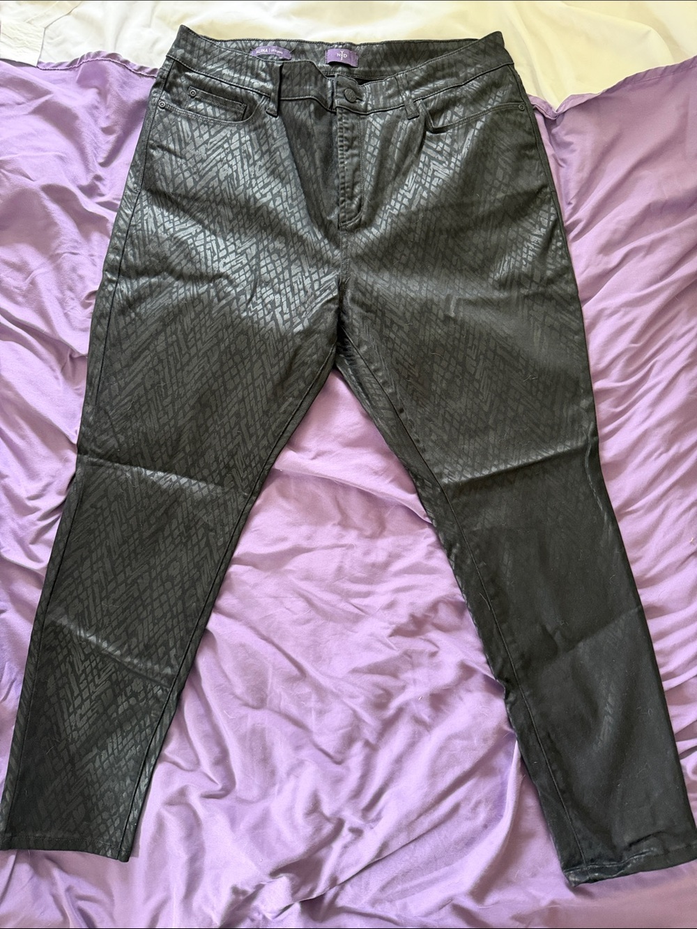 NYDJ Black Patterned Skinny Jeans